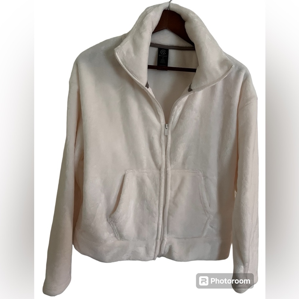 Champion Extra Soft Spring Fall Very Light Cream Zip Up Jacket, Size S